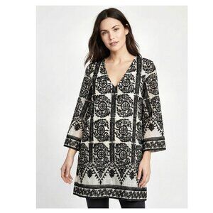 Alice + Olivia Katt Embroidered Boho Kaftan Mini Dress Womens Size Large